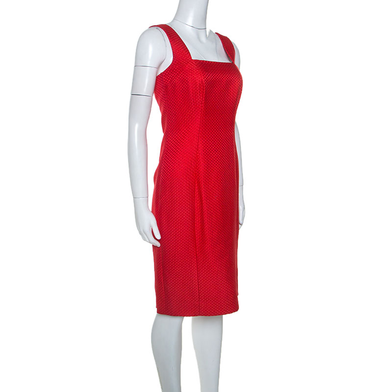 

Valentino Red Textured Silk Blend Short Dress