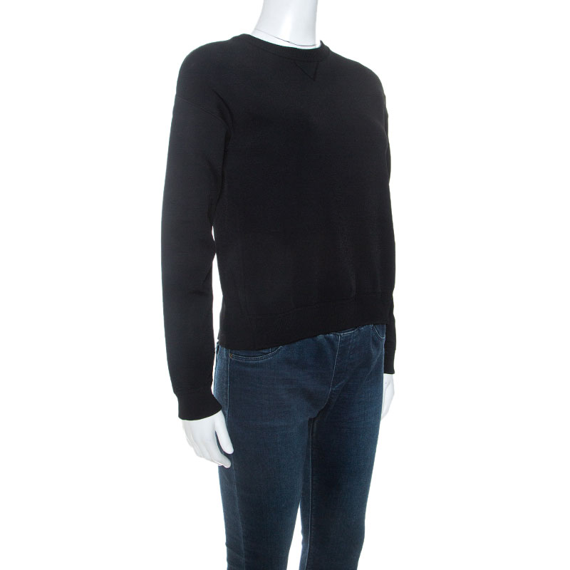 

Valentino Black Knit Pleated Detail Sweatshirt