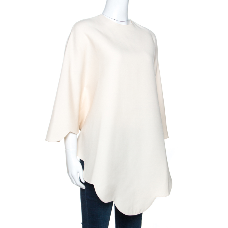 

Valentino Cream Crepe Scalloped Cape Top