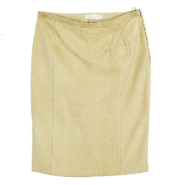 Pre Owned Valentino Lambskin Pencil Skirt M