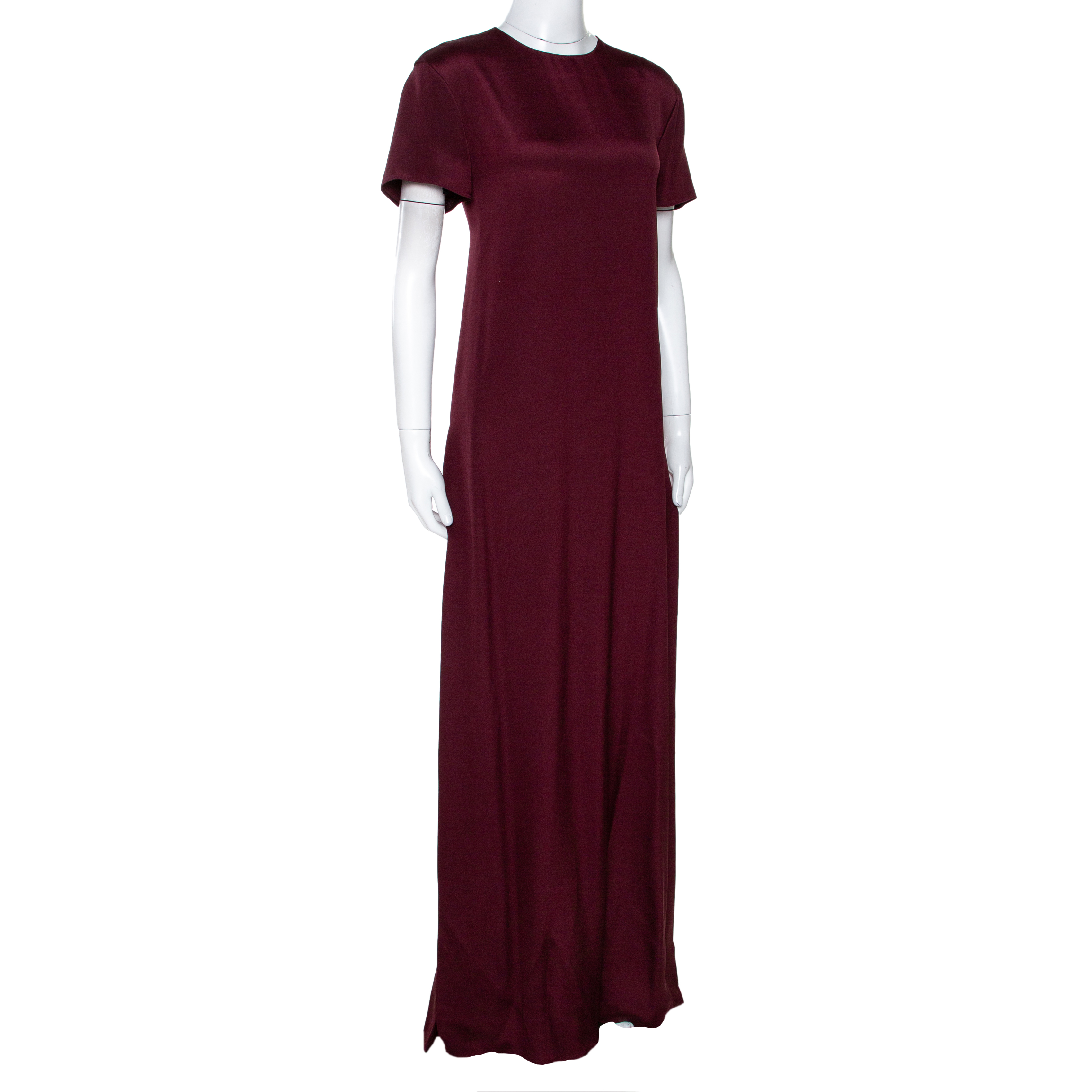 

Valentino Burgundy & Pink Silk Paneled Maxi Dress