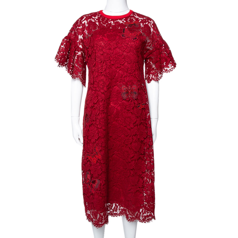 valentino red lace dress