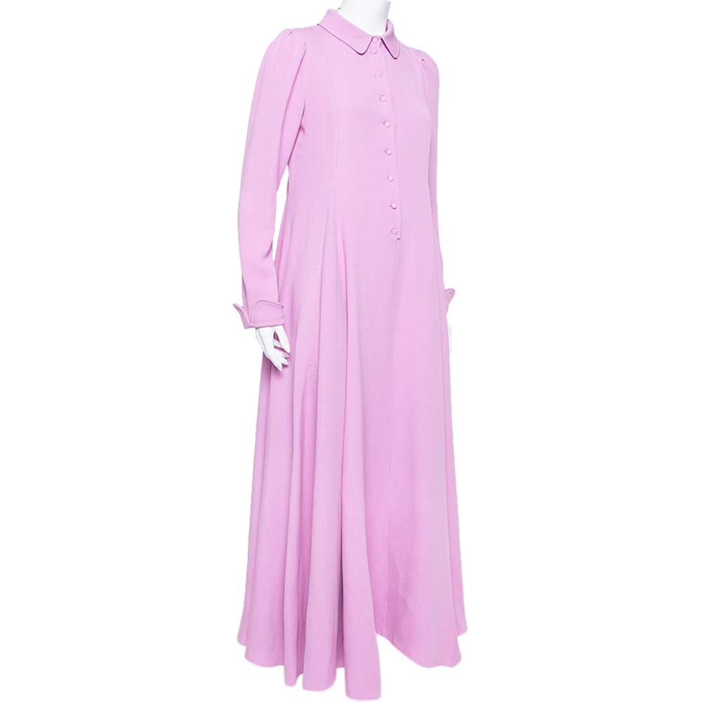 

Valentino Lilac Silk Crepe Collared Maxi Dress, Pink