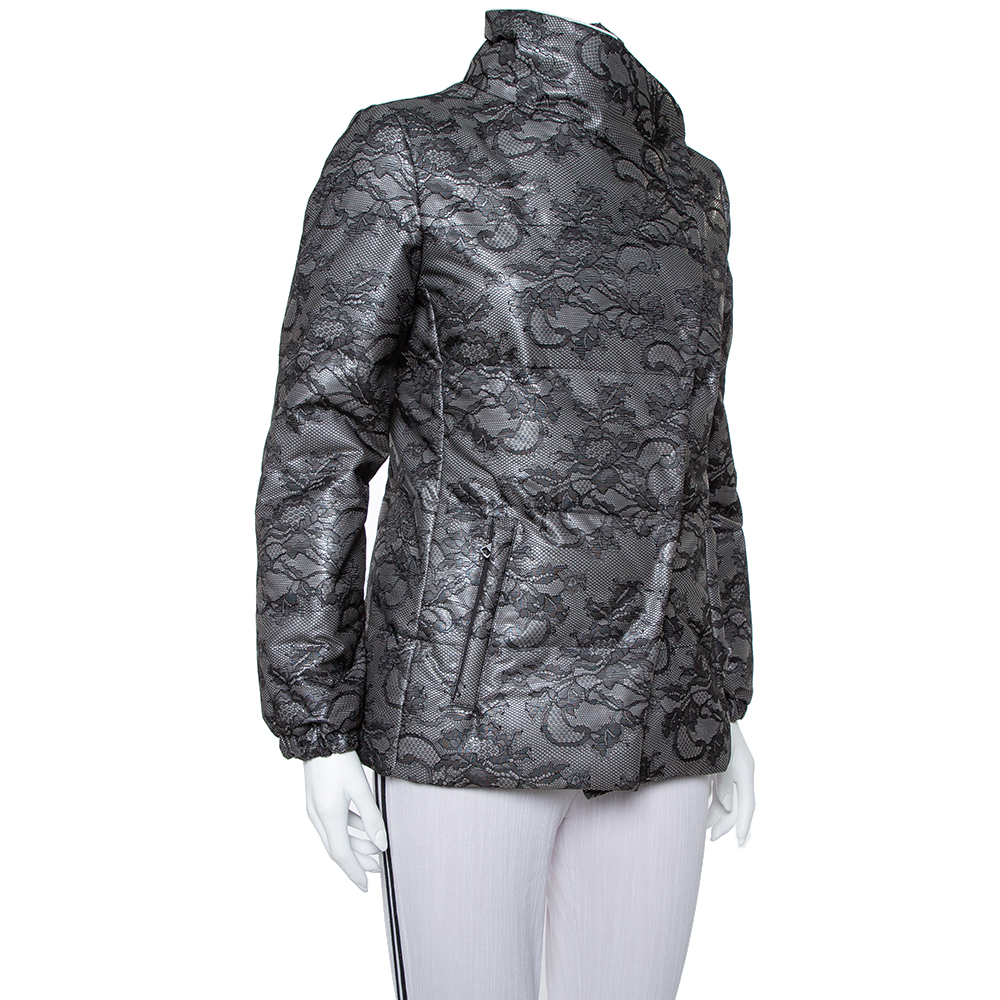 

Valentino Black Synthetic Floral Lace Detail Synthetic Wind Jacket