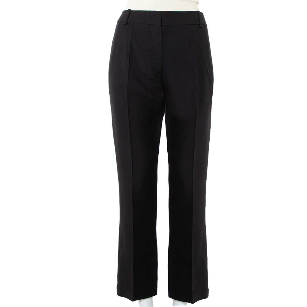 Pre-owned Valentino Black Wool & Silk Straight Leg Trousers S
