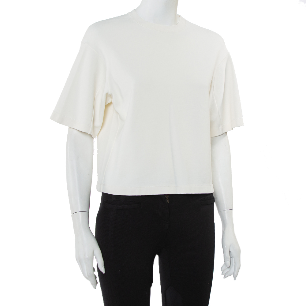 

Valentino Cream Knit Crewneck Crop Top