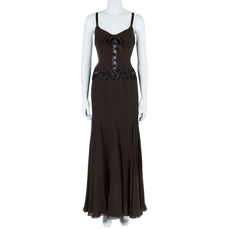 

Valentino Brown Embellished Gown