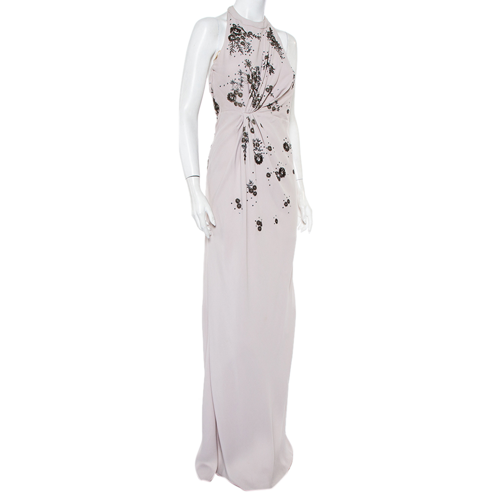 

Valentino Lilac Embellished Crepe Open Back Draped Gown, Blue