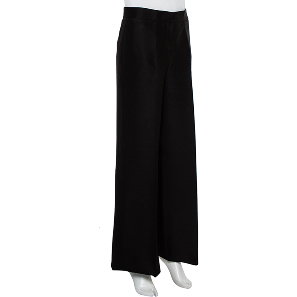 

Valentino Black Wool & Silk Wide Leg Trousers
