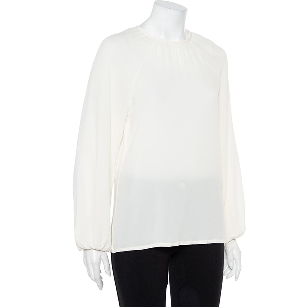 

Valentino Cream Silk Raglan Sleeve Top