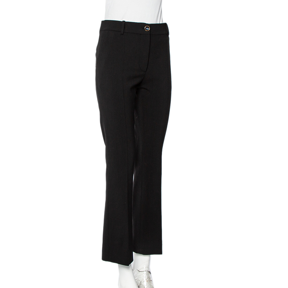 

Valentino Black Wool Crepe Flared Leg Trousers