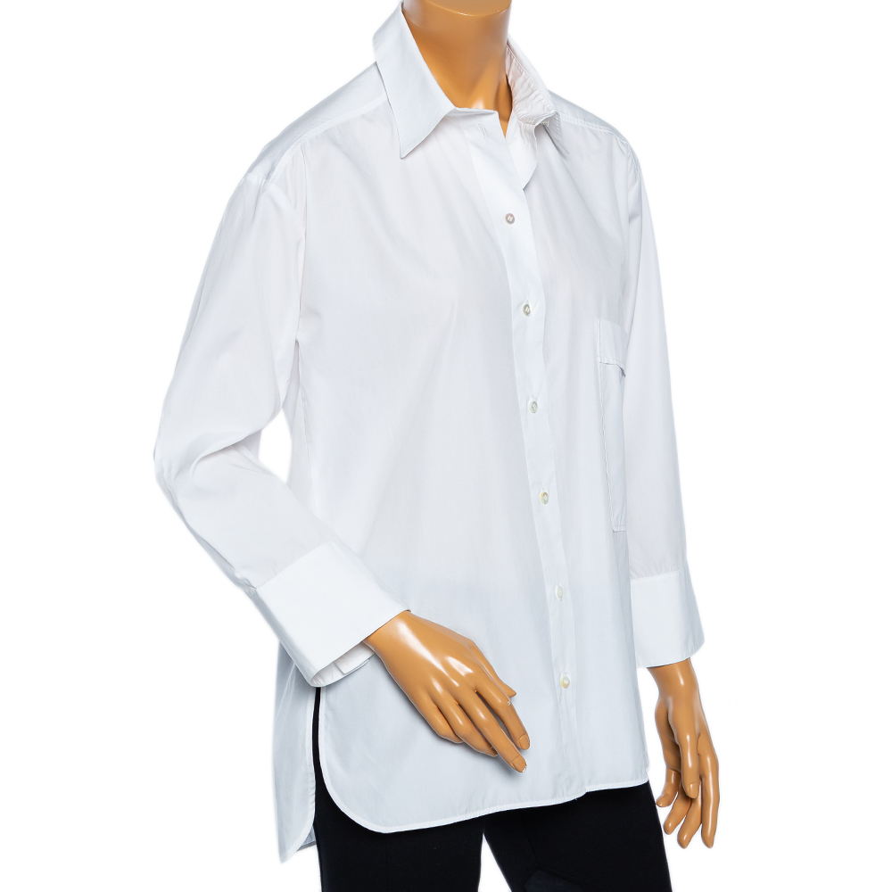 

Valentino White Cotton Pocketed Button Front Shirt