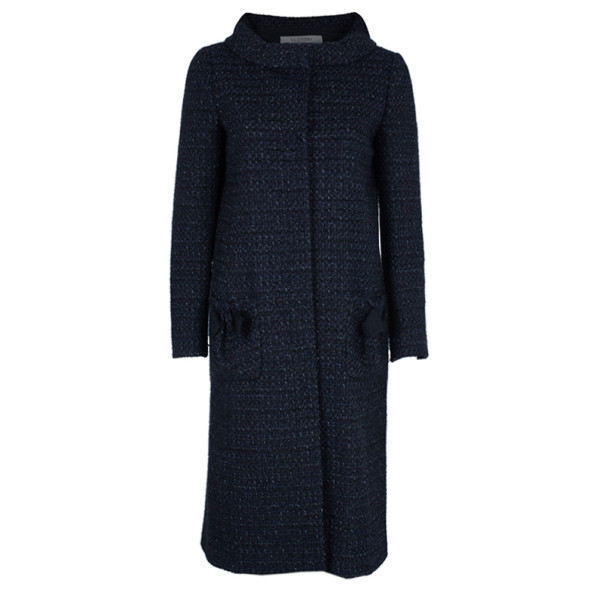 Valentino Navy Tweed Coat M
