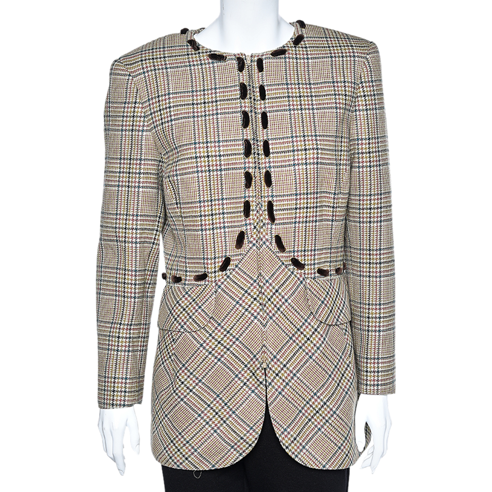 

Valentino Boutique Beige Prince Of Wales Check Wool Blazer