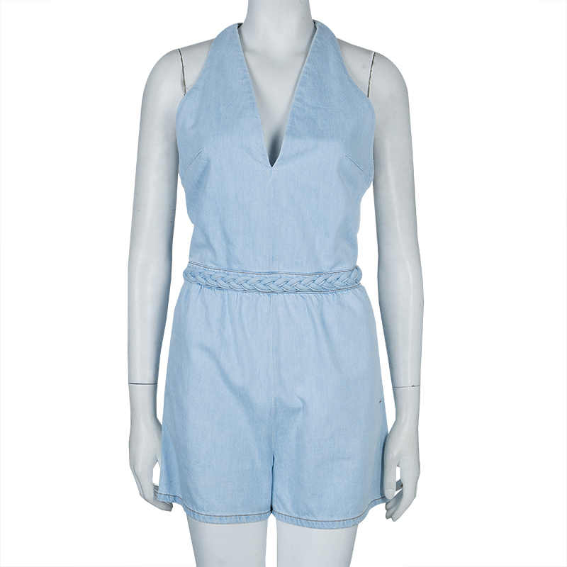 

Valentino Blue Light Wash Denim Crossback Romper