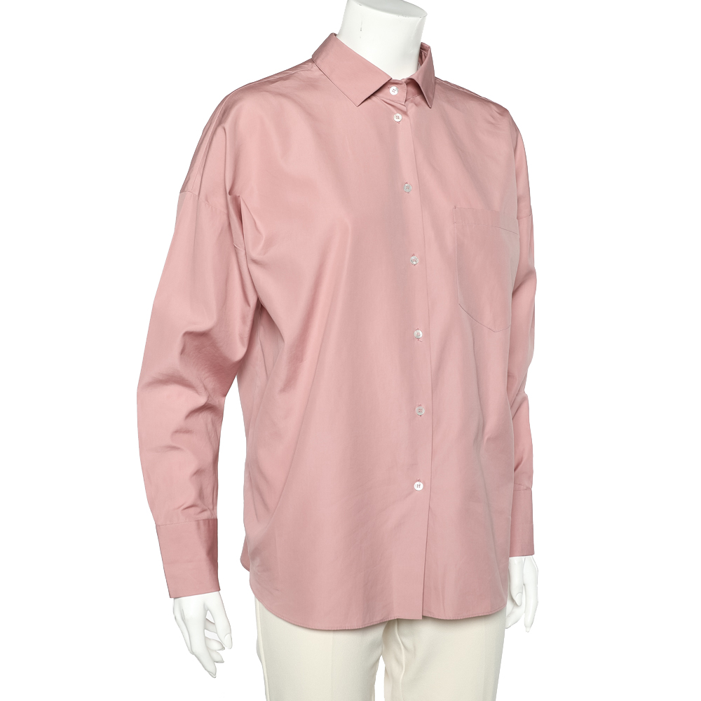 

Valentino Pink Cotton Back Neck Tie Detail Oversized Shirt
