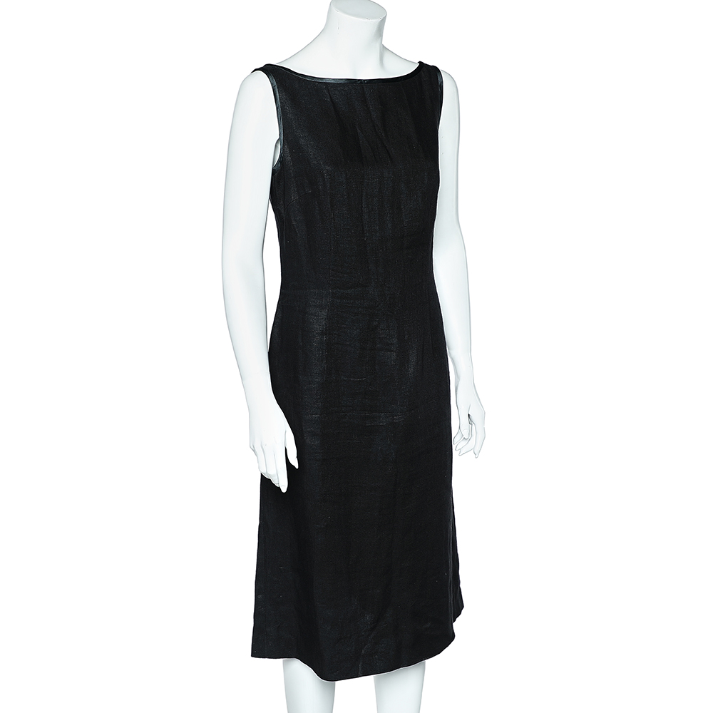 

Valentino Miss V Vintage Black Linen Sleeveless Sheath Dress