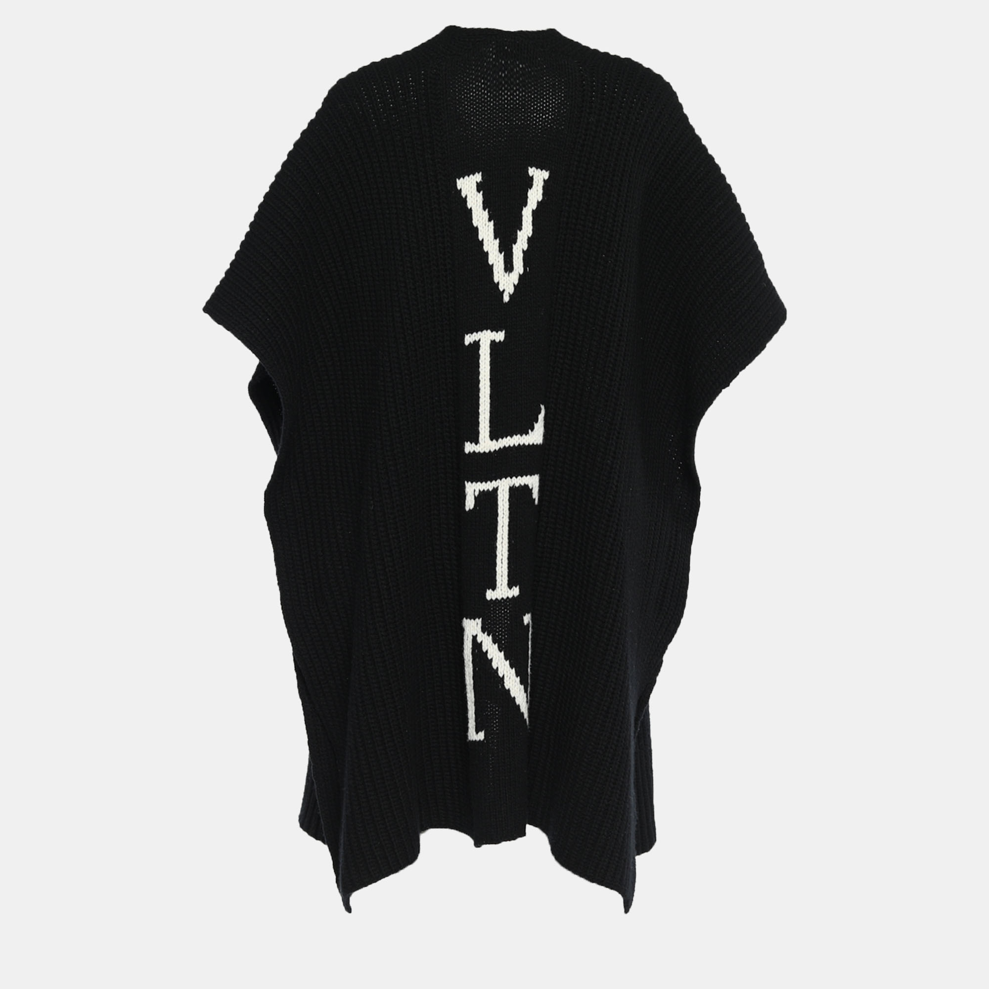 

Valentino Black Chunky Knit VLTN Intarsia Cardigan