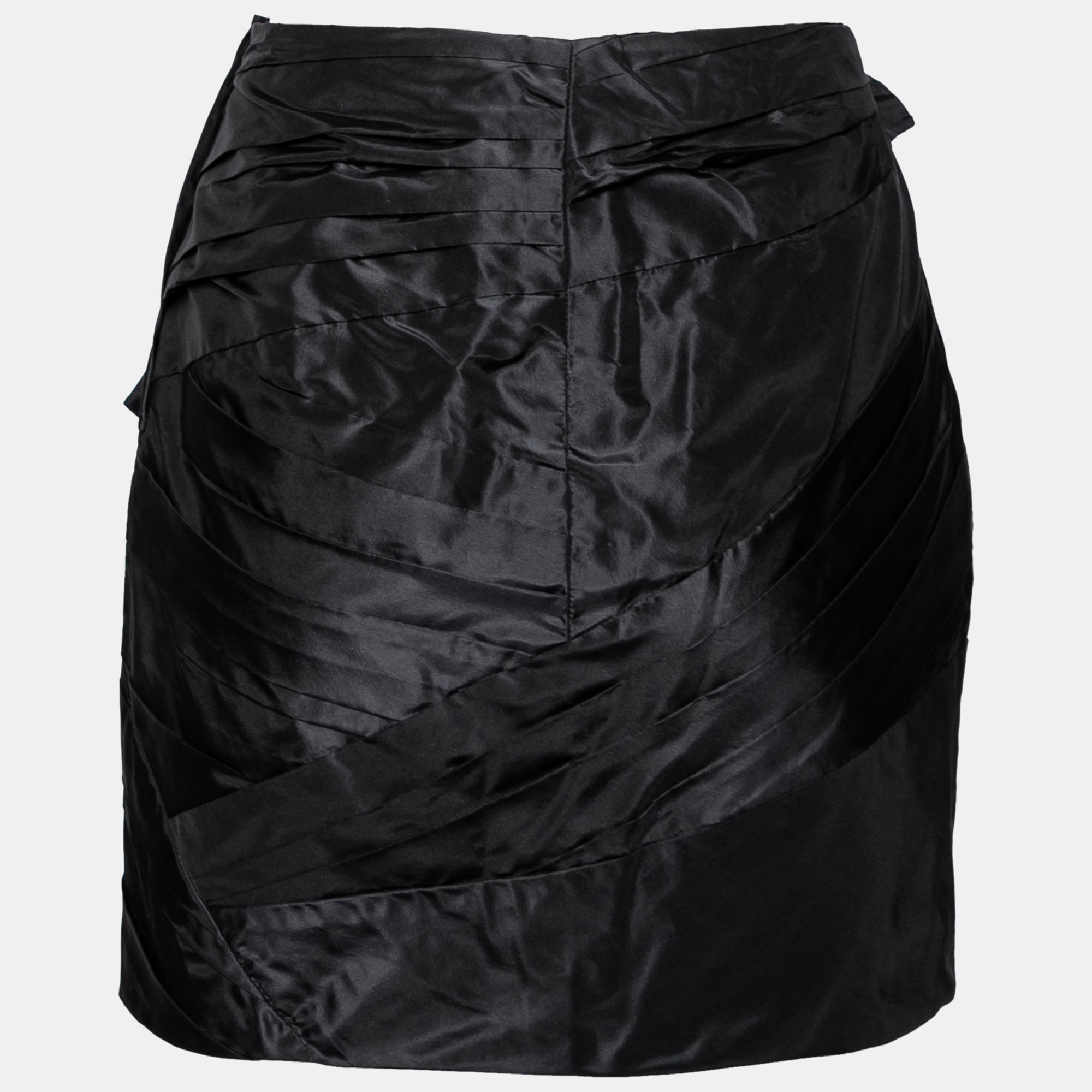 

Valentino Black Silk Pleated Bow Embellished Mini Skirt