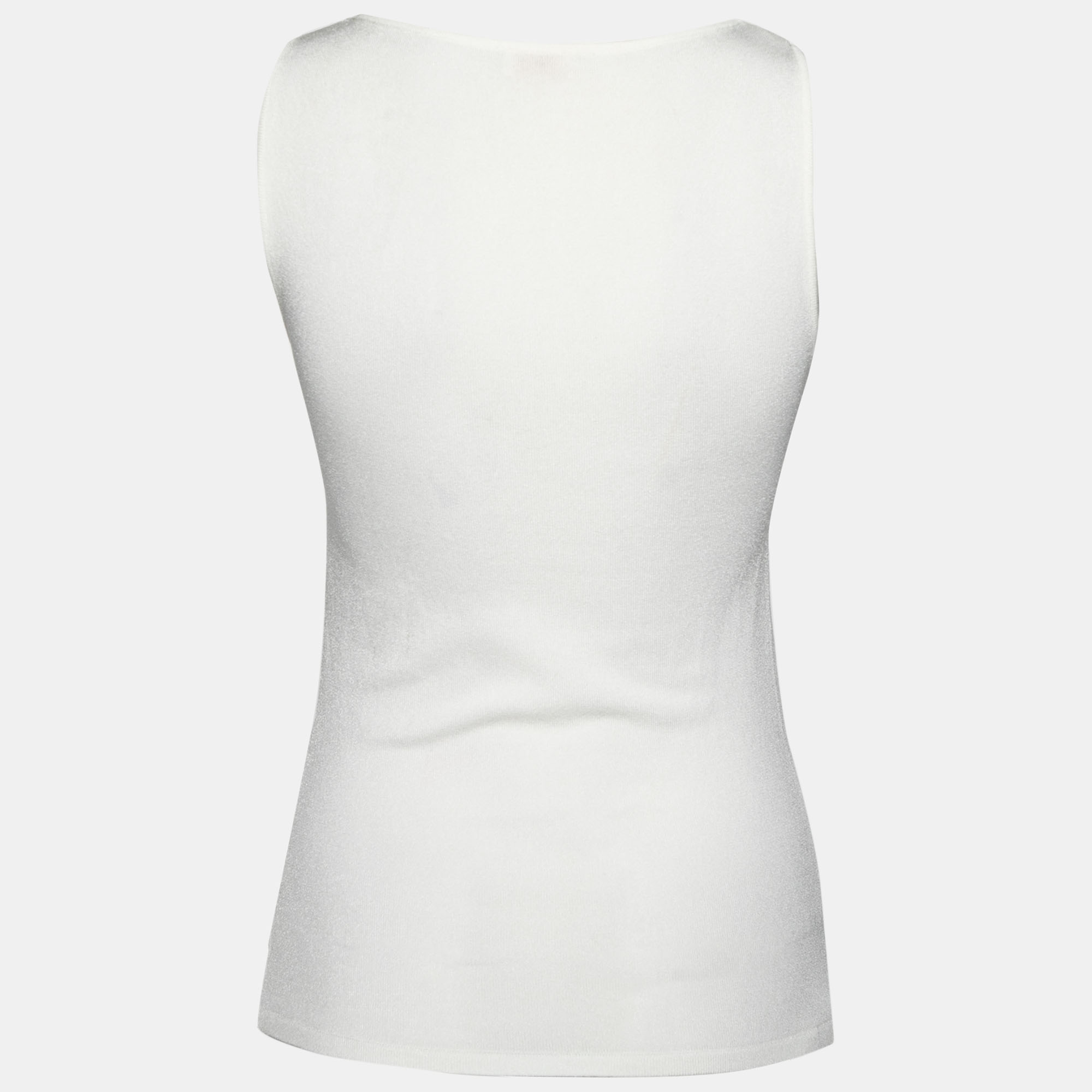 

Valentino Off White Knit Braided Front Sleeveless Top