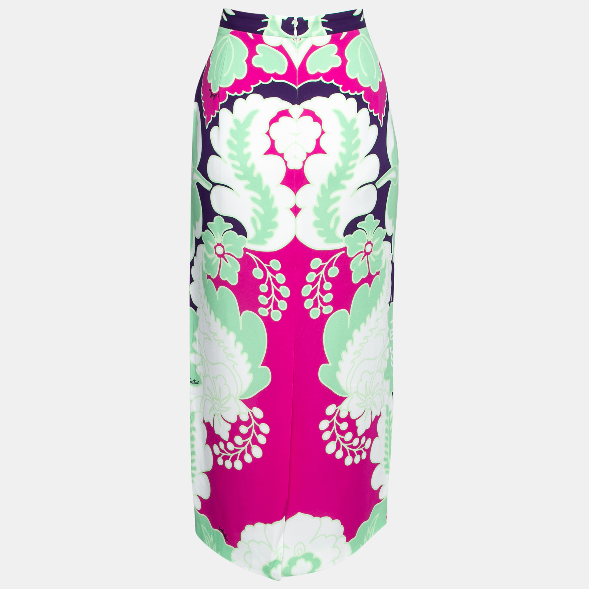 

Valentino Multicolor Floral Print Silk Long Skirt