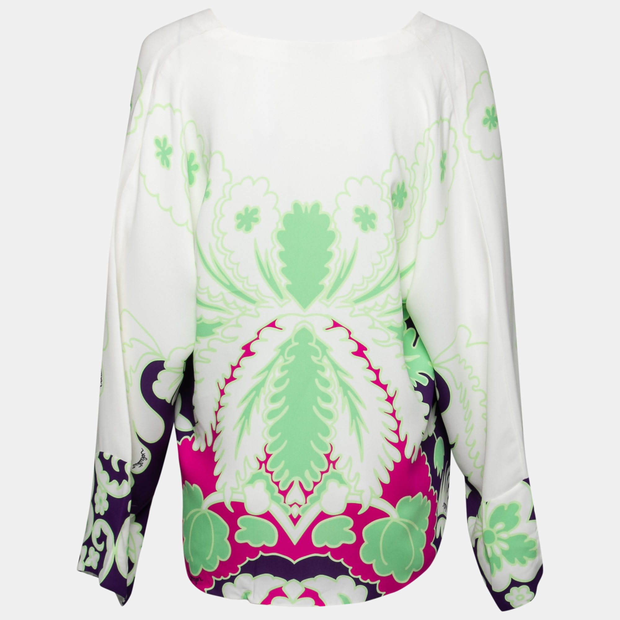

Valentino Multicolor Floral Print Silk V-Neck Top