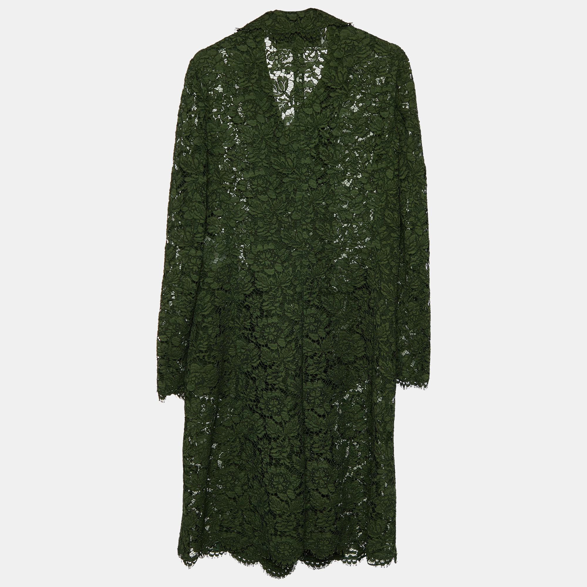 

Valentino Dark Green Floral Lace Coat & Skirt Set