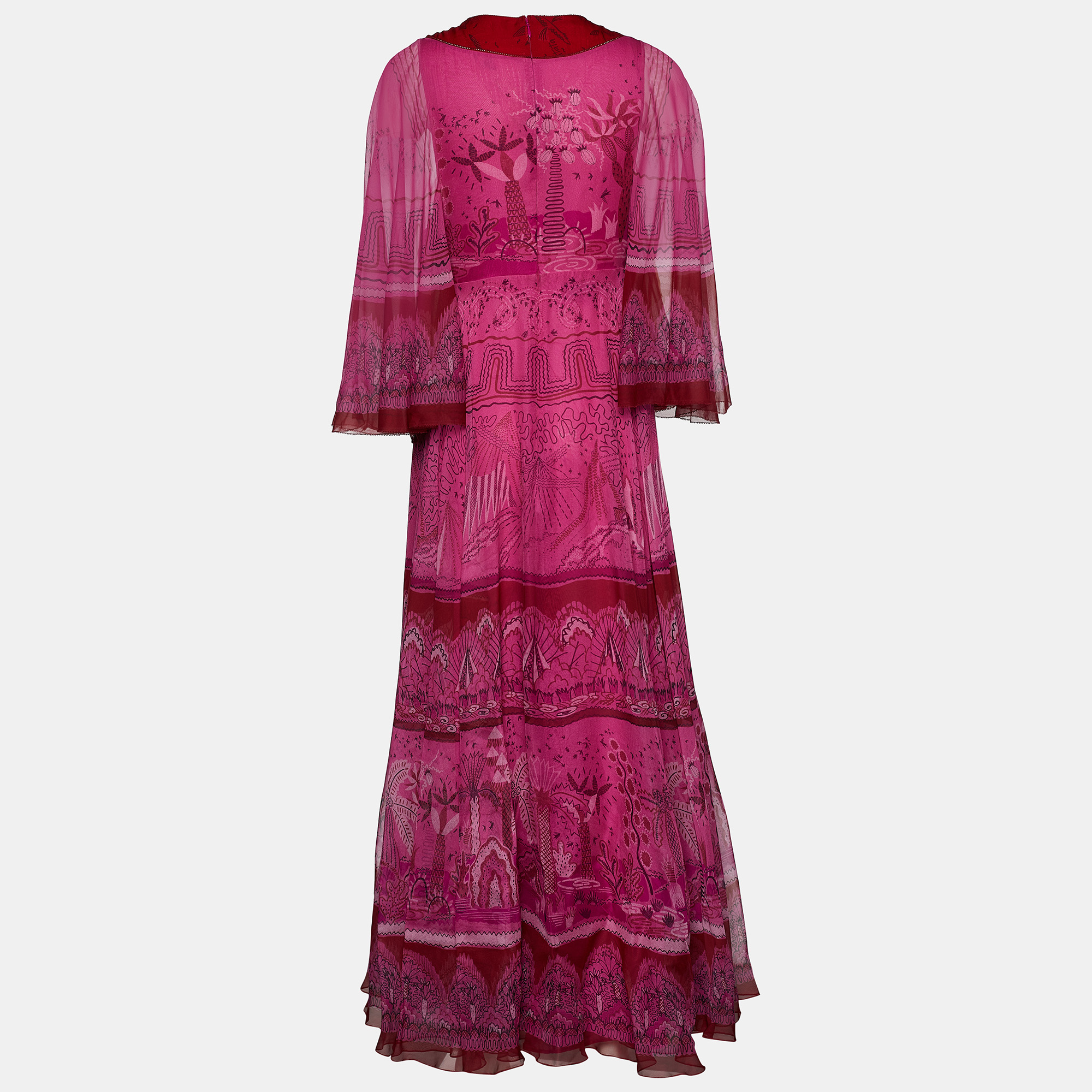 

Valentino Pink Printed Silk Chiffon Maxi Dress