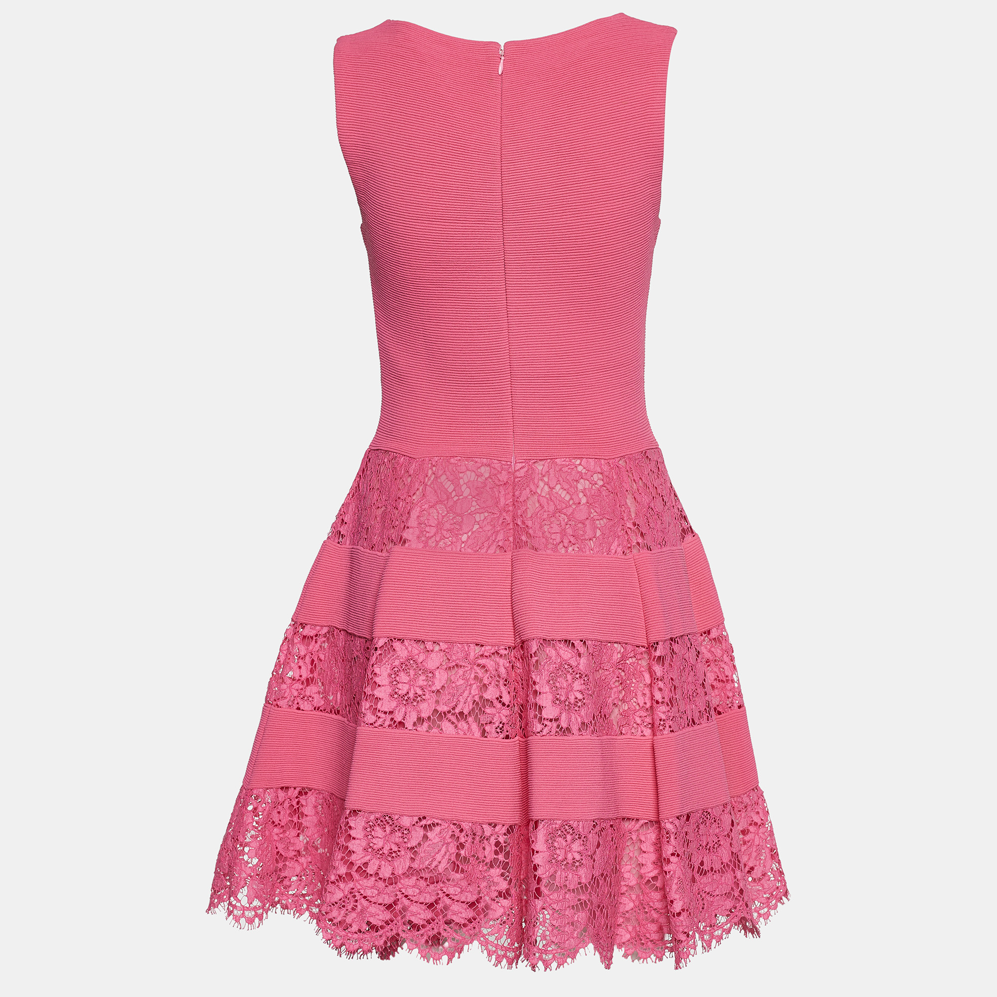 

Valentino Pink Knit & Lace Paneled Sleeveless Dress