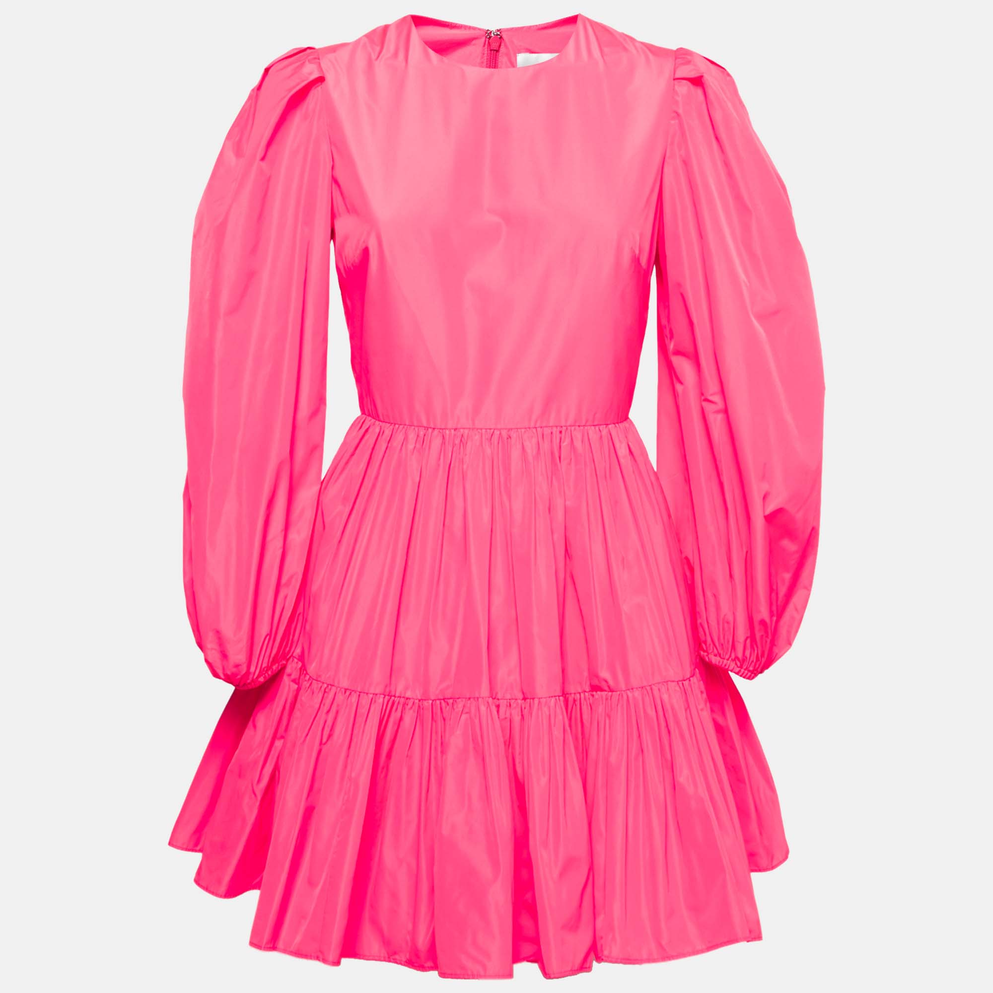 مملوكة مسبقًا Valentino Pink Synthetic Puff-Sleeve Tiered Dress S