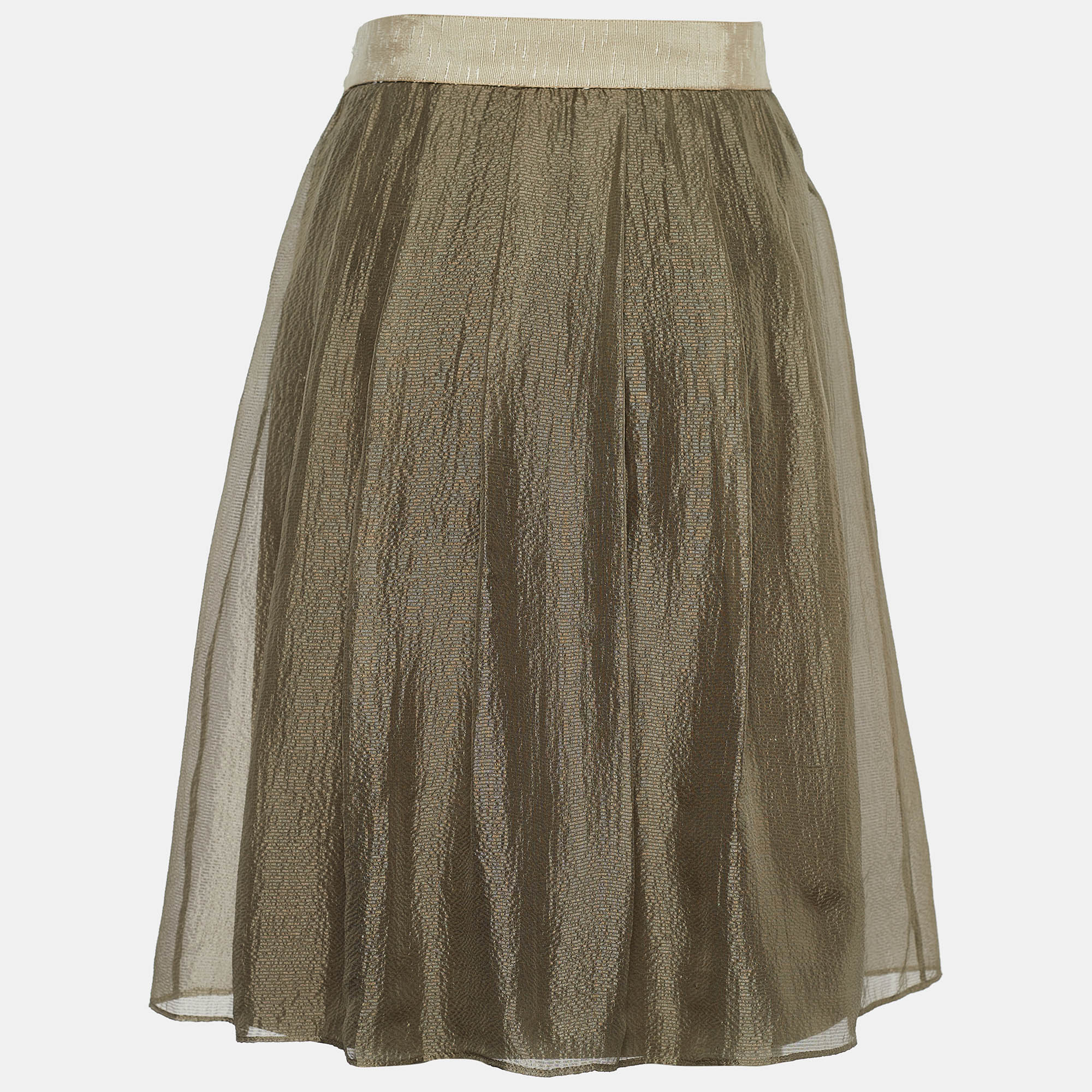 

Valentino Vintage Olive Green Crepe Silk Bow Detail Skirt