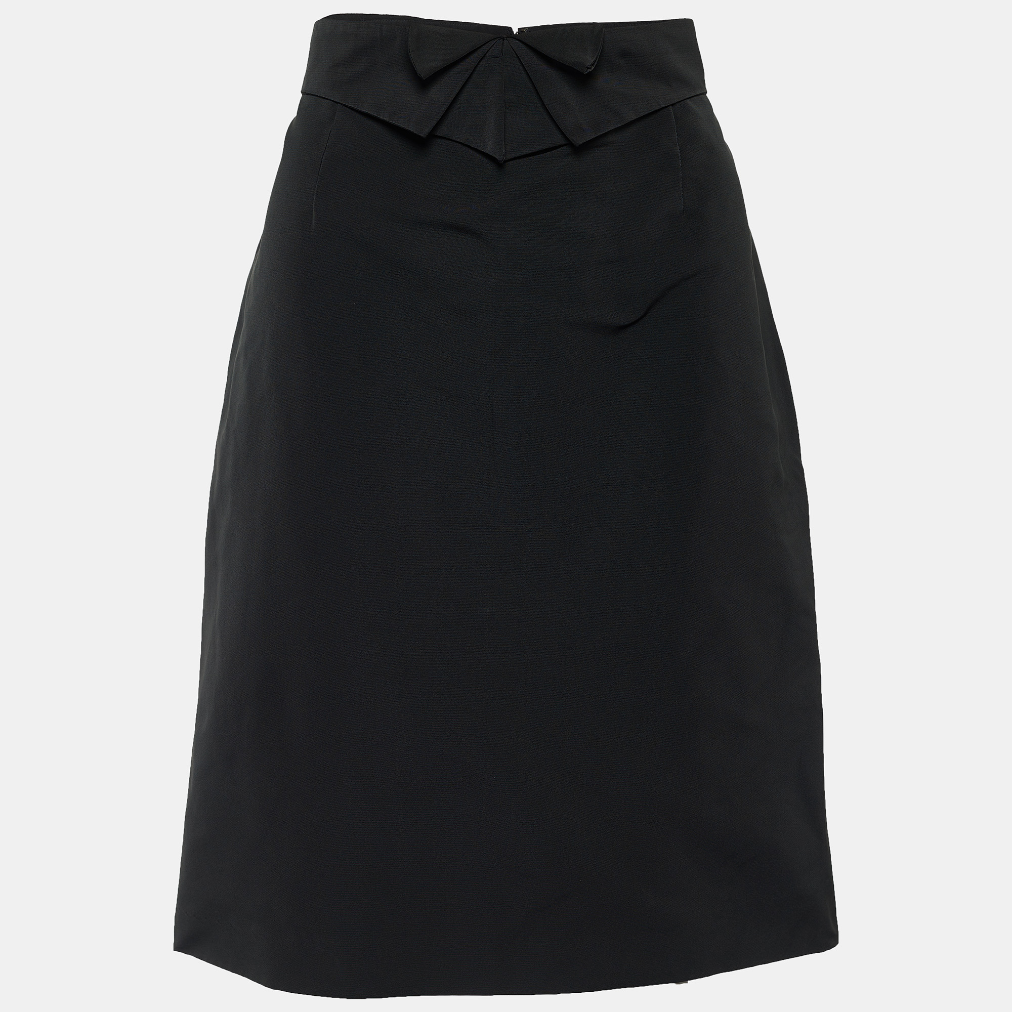 Pre-owned Valentino Black Synthetic Bow Detail Pencil Skirt L