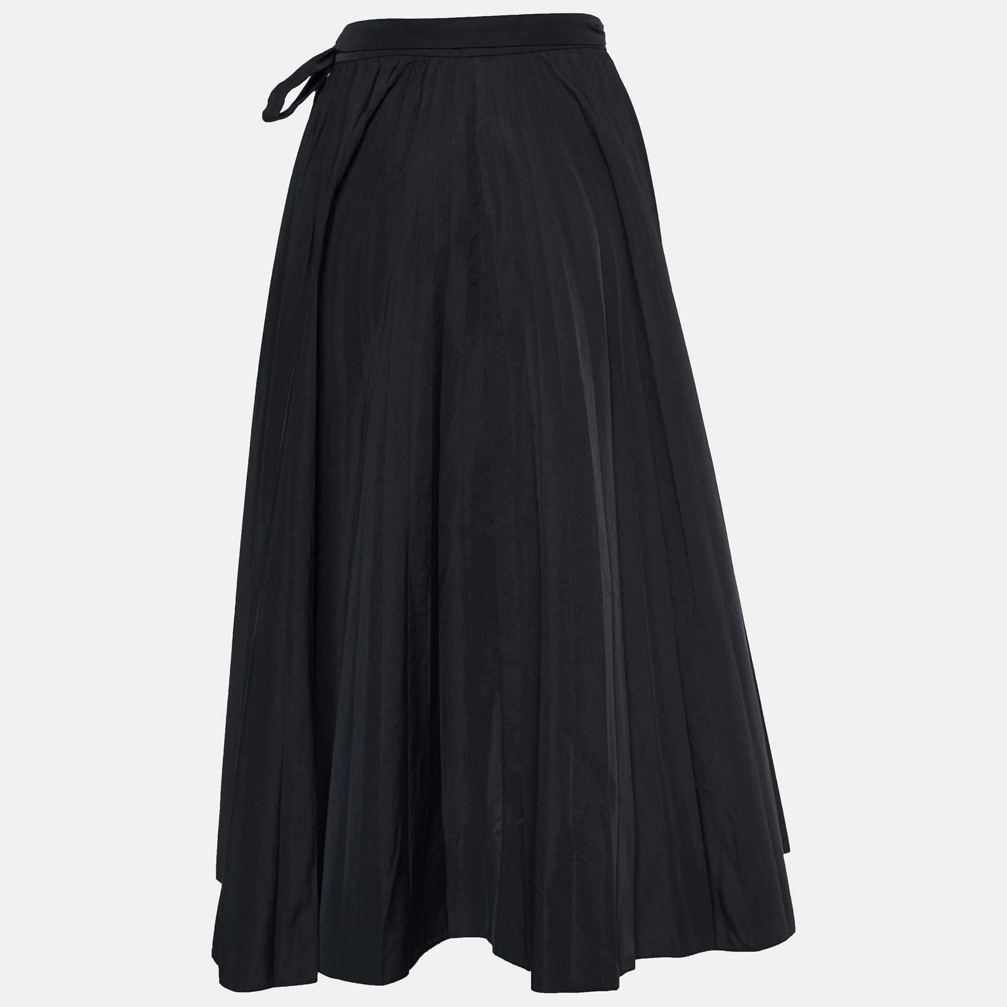 

Valentino Black Cotton Blend Pleated Wrap Skirt