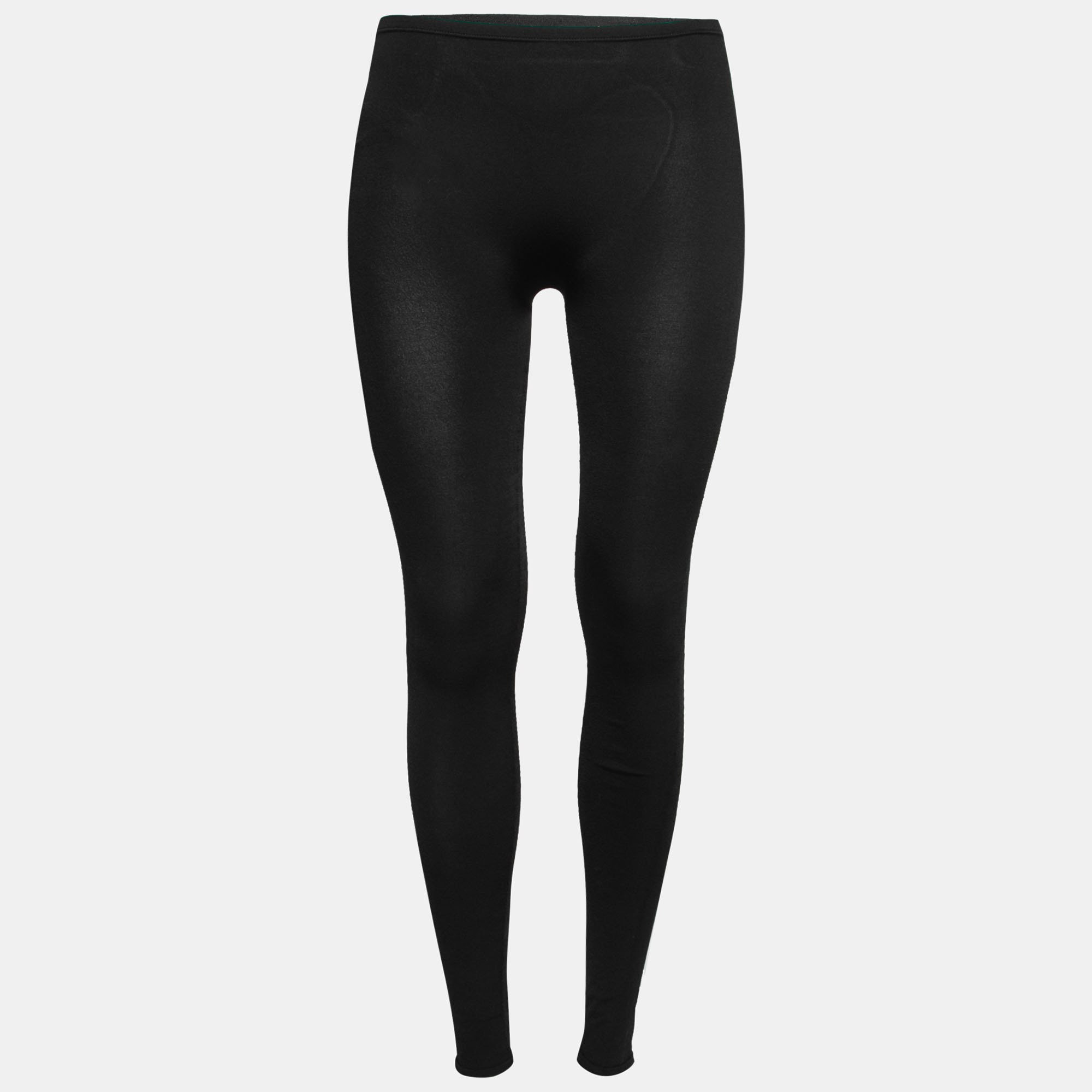 Pre-owned Valentino Black Stretch Jersey Leggings M