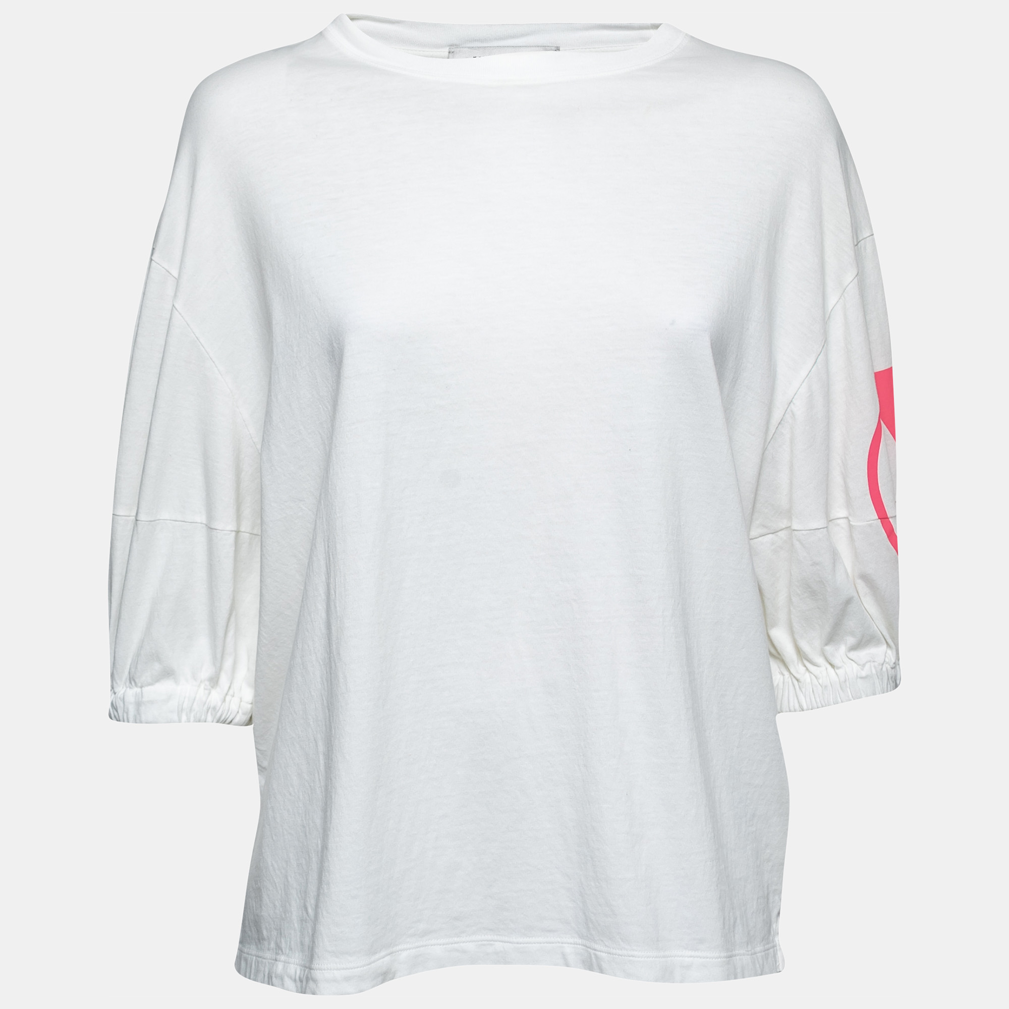 Pre-owned Valentino White Cotton V-logo Printed Round Neck T-shirt Xs