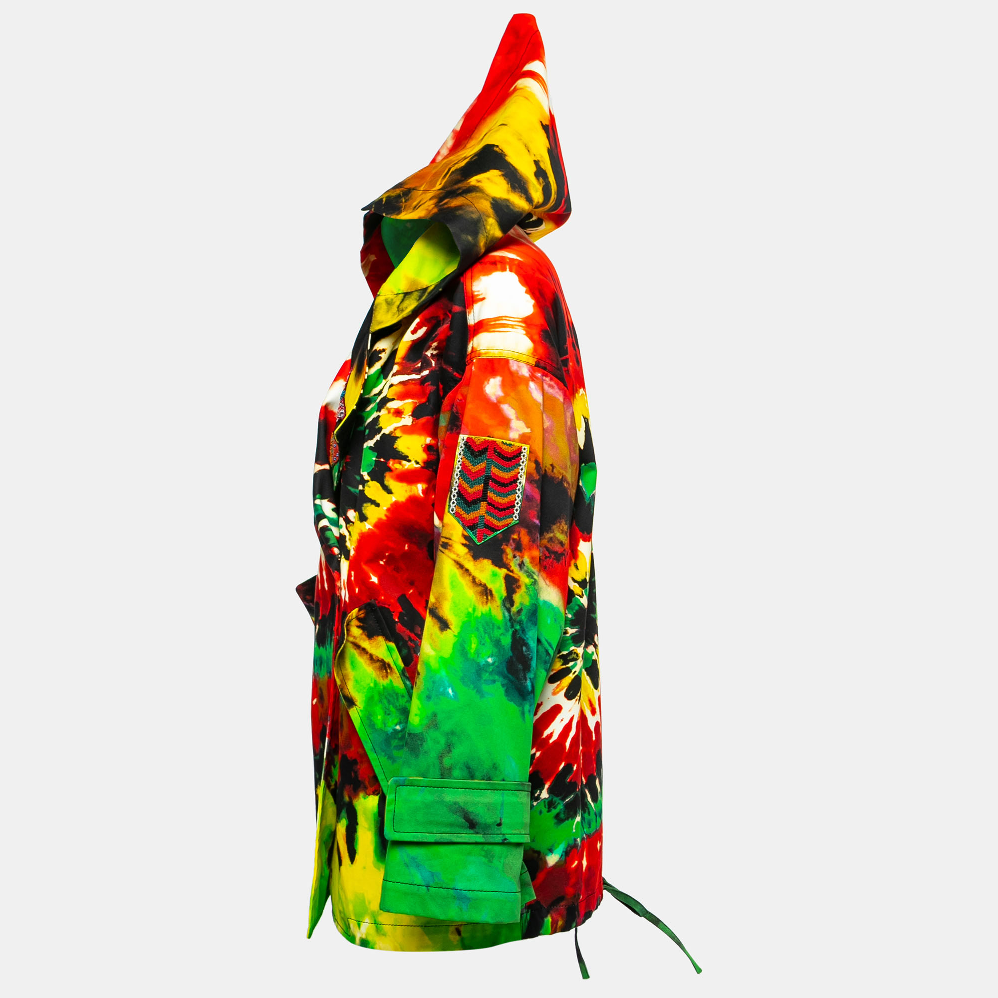 

Valentino Multicolor Tye-Dye Print Cotton Embellished Hooded Jacket