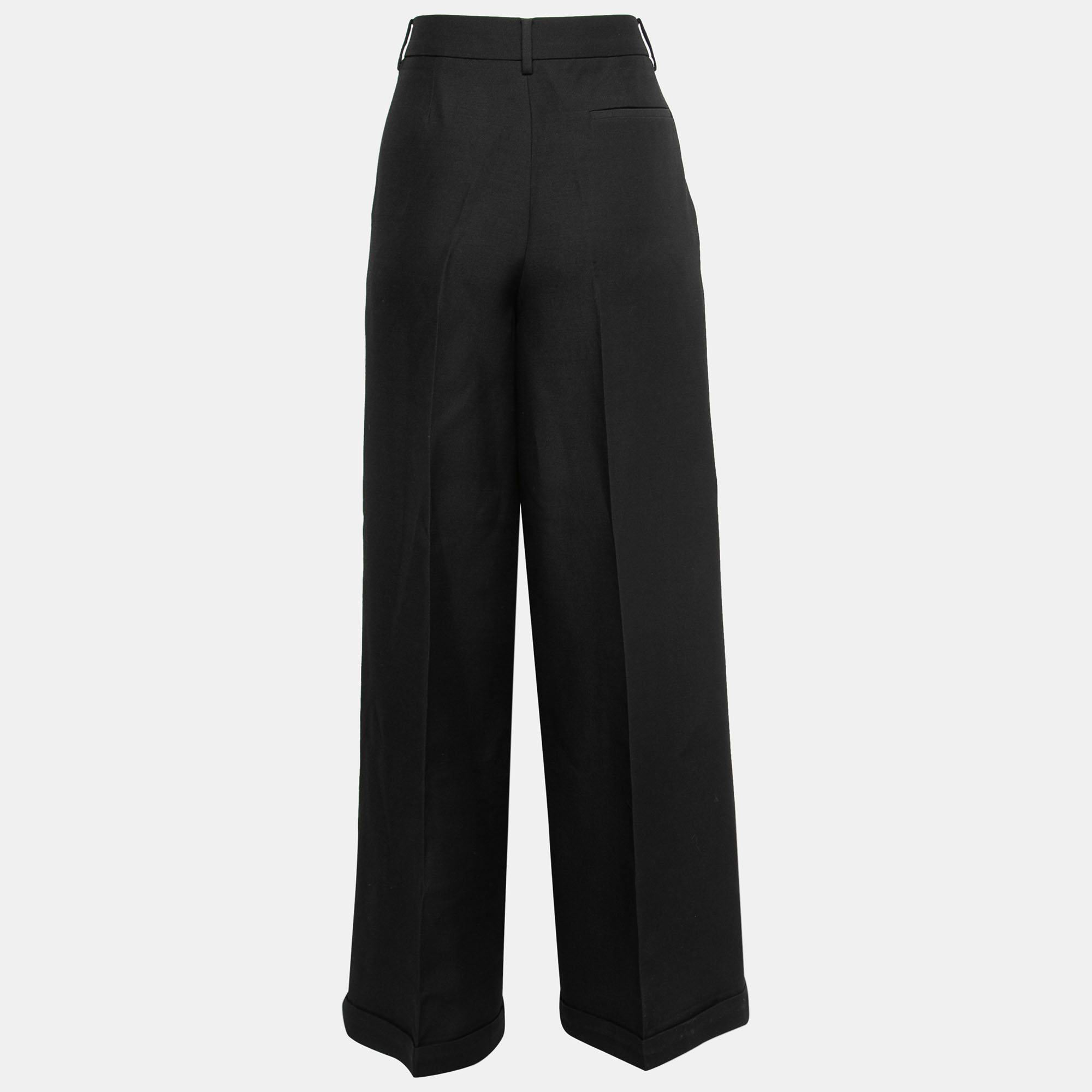 

Valentino Black Wool Straight-Leg Trousers