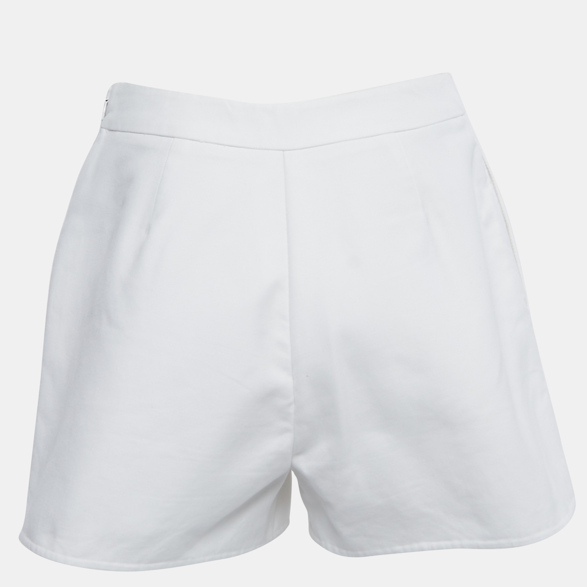 

Valentino White Cotton V-Logo Appliqued Shorts