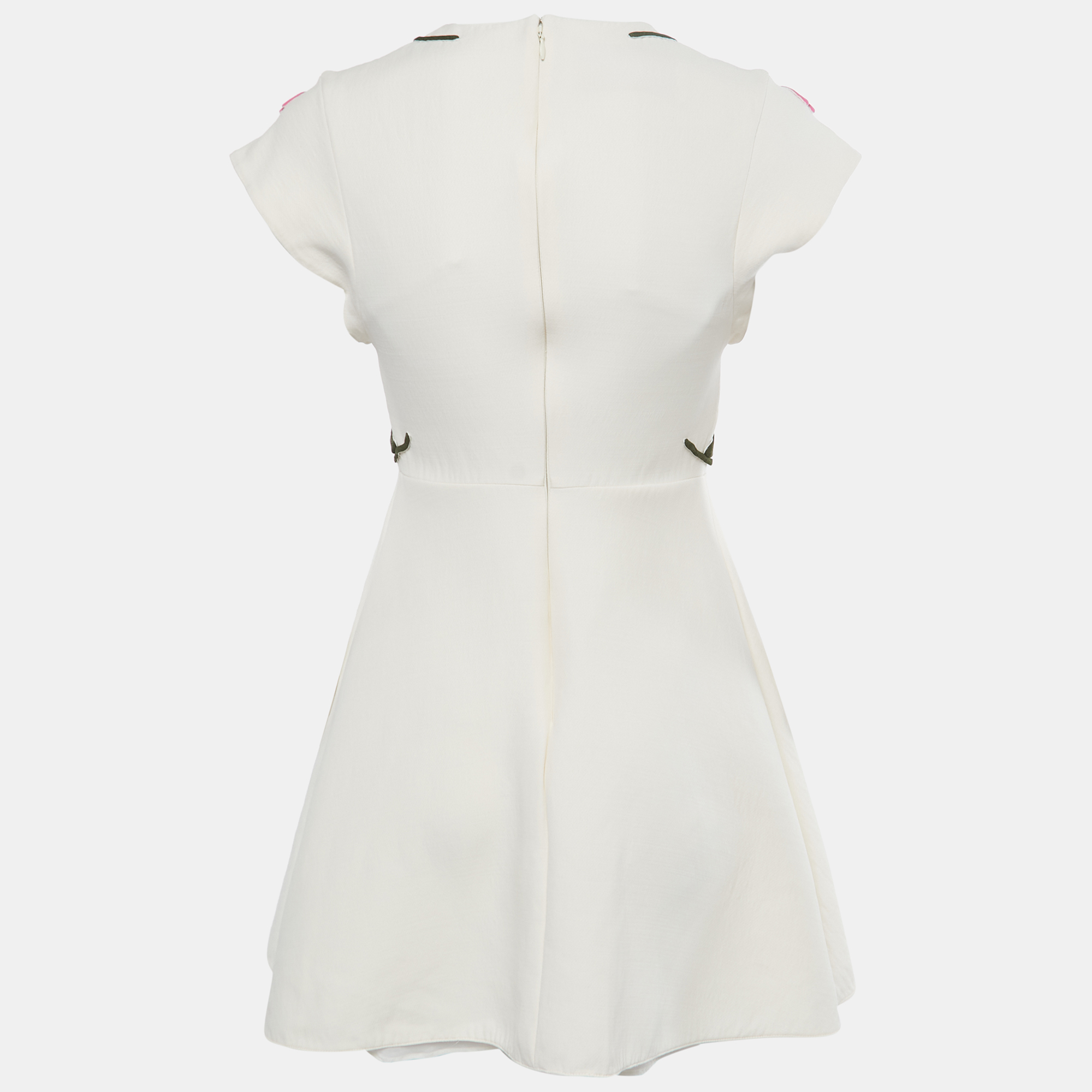 

Valentino Cream Crepe Floral Applique Mini Dress