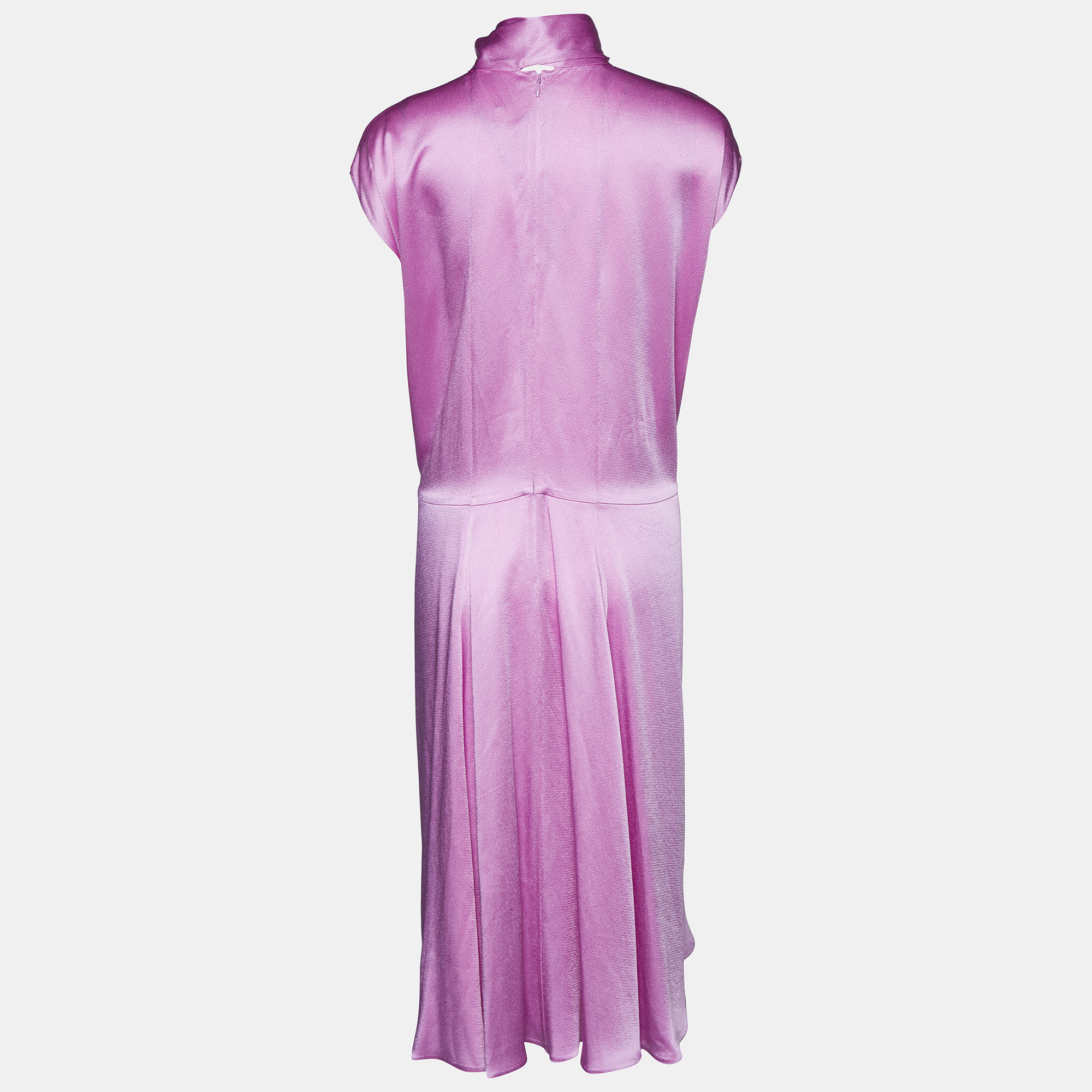 

Valentino Pink Sateen Neck Tie Detail Oversized Midi Dress