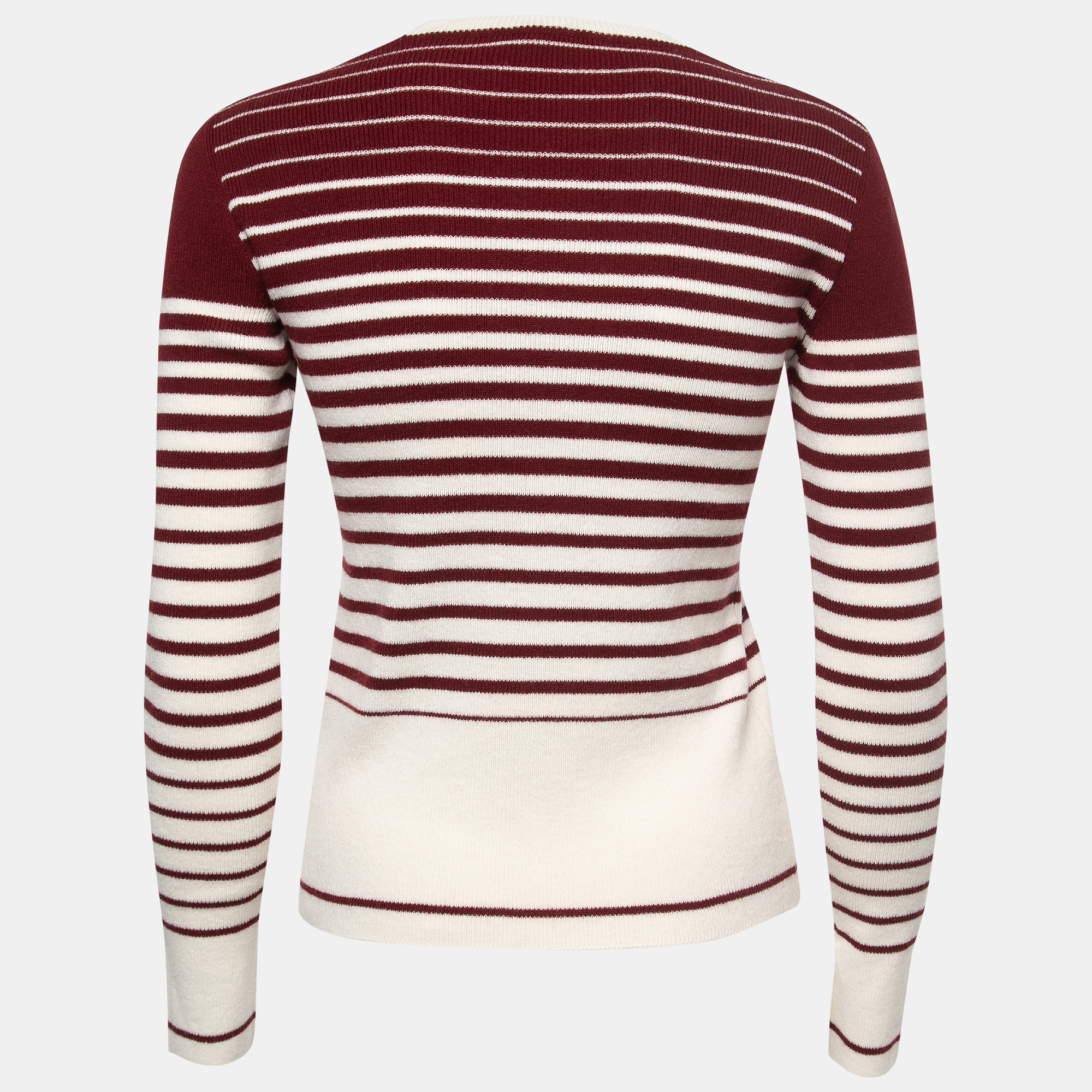 

Valentino Burgundy/Cream Wool Blend Striped Sweater