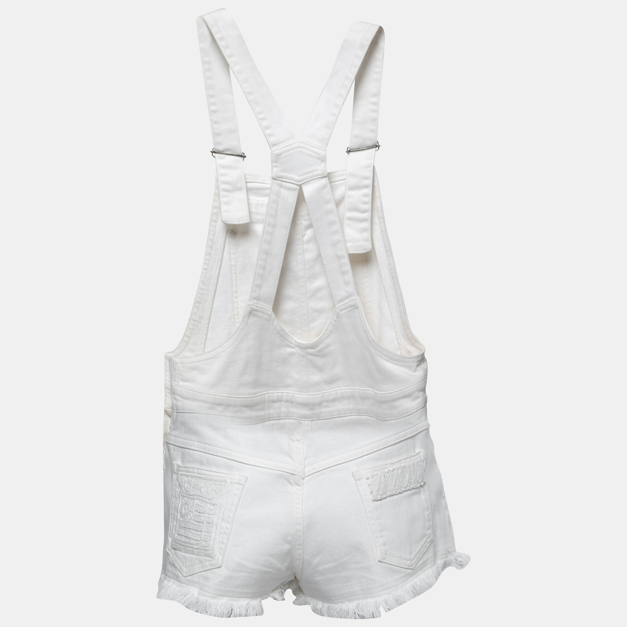 

Valentino White Denim Embroidered Overalls