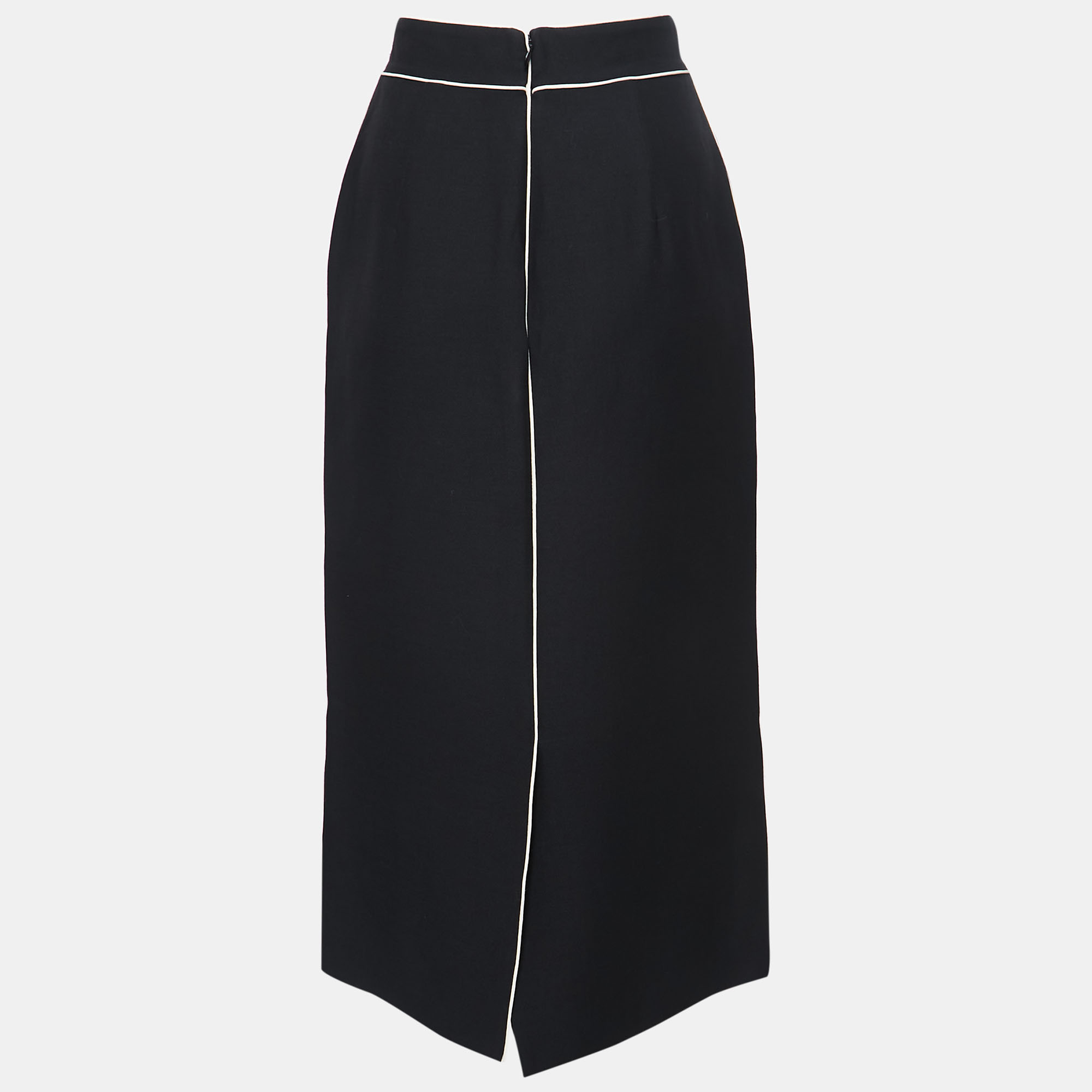 

Valentino Black Wool & Silk Midi Skirt