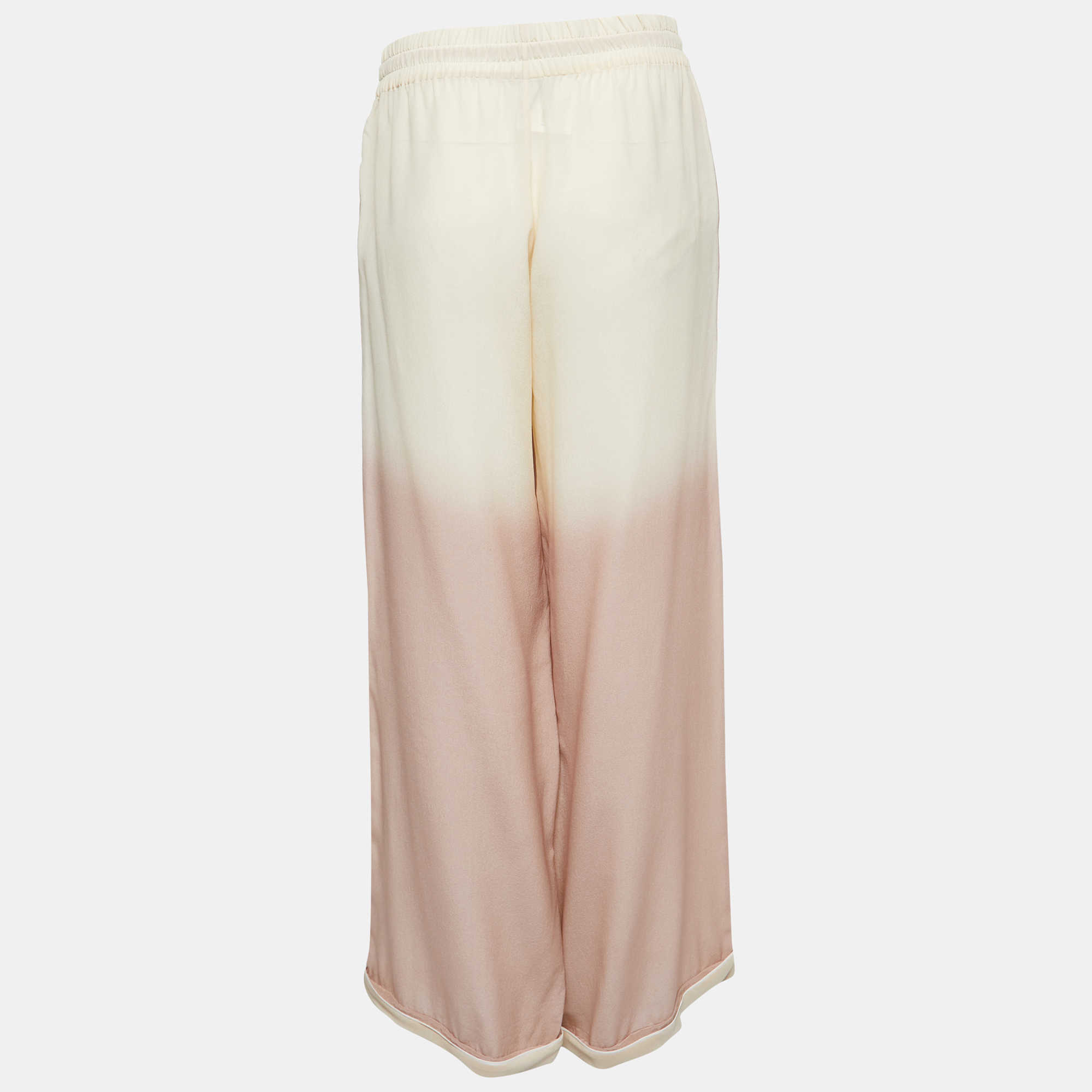 

Valentino Pink Printed Silk Wide Leg Drawstring Pants