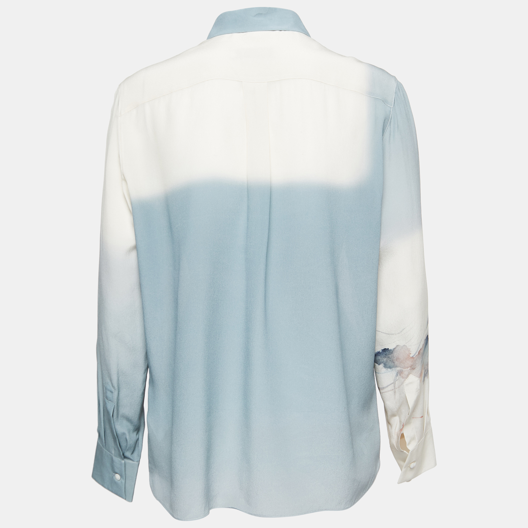 

Valentino Blue Printed Silk Chiffon Button Front Shirt