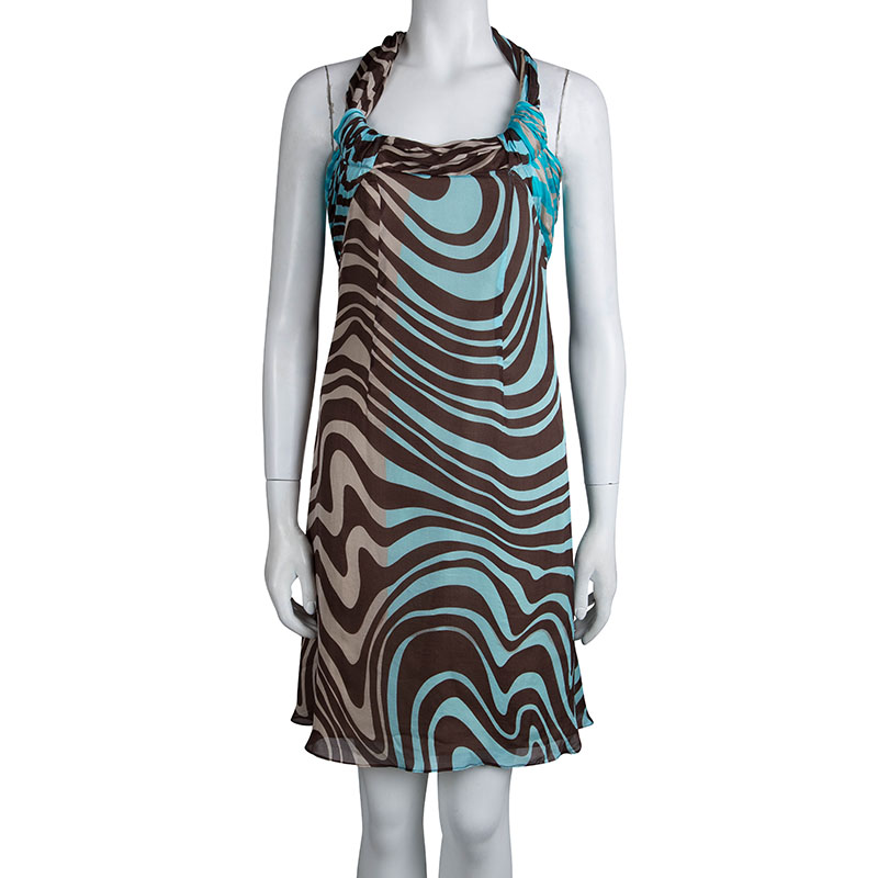 

Valentino Multicolor Printed Silk Halter Dress