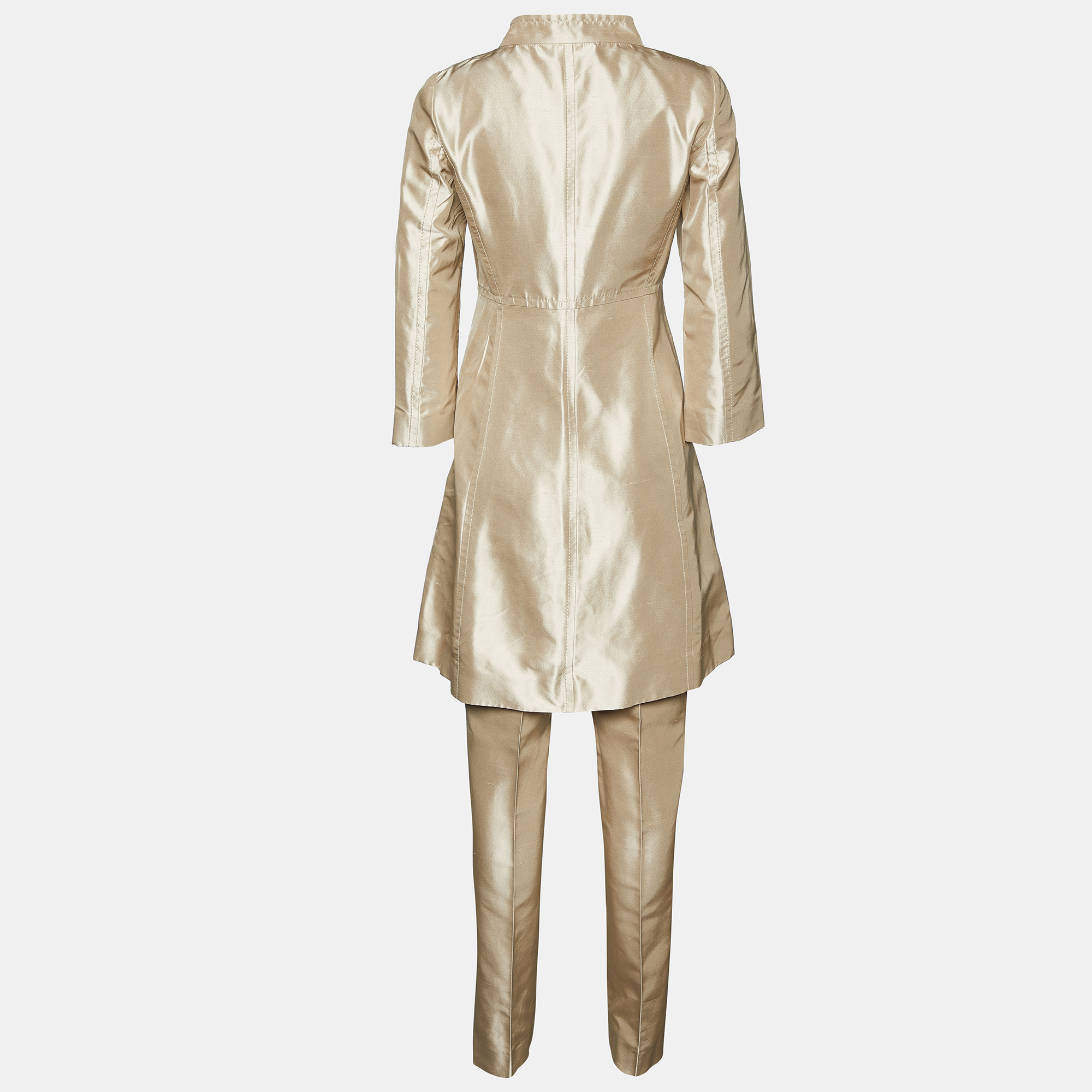 

Valentino Beige Silk Mid Length Coat & Pants