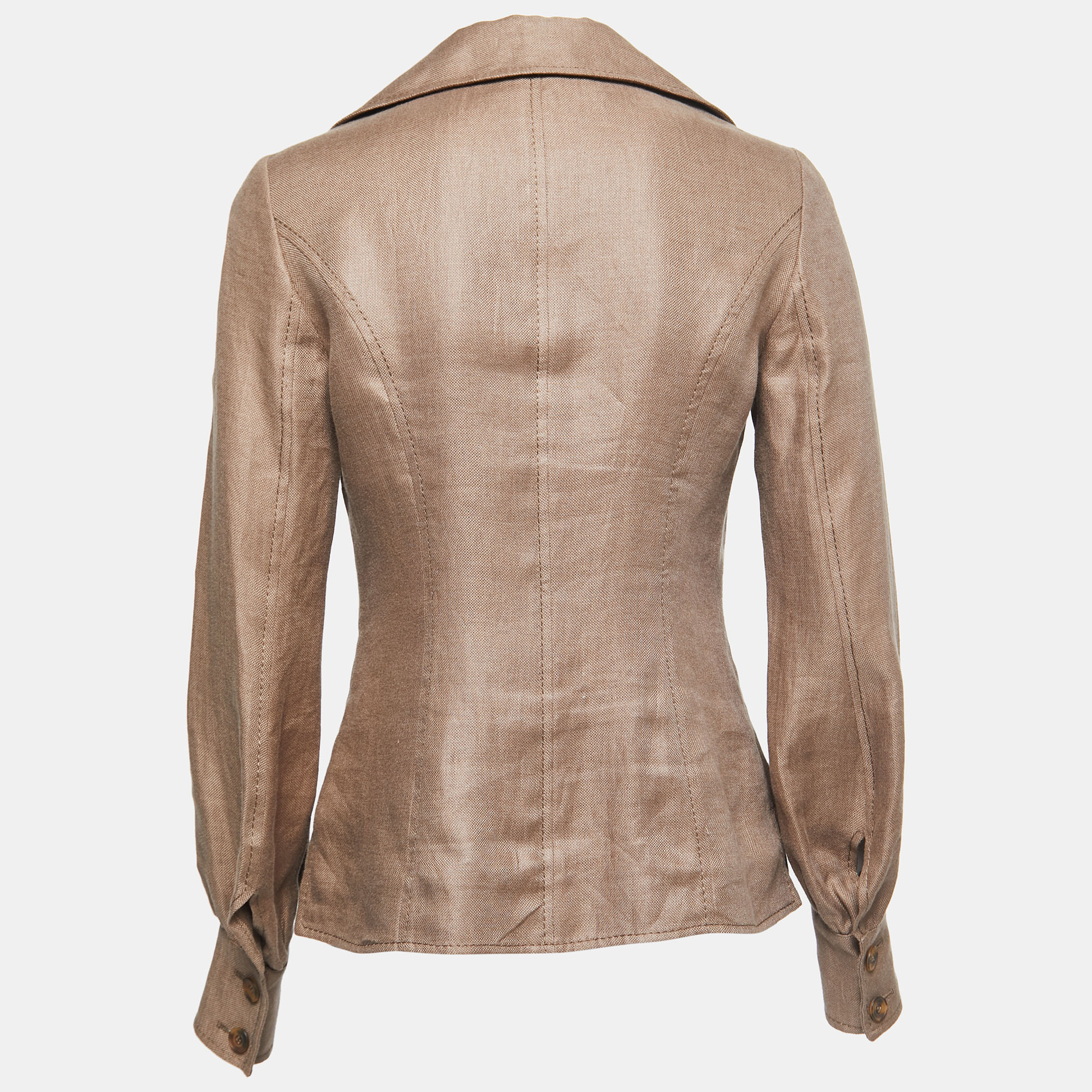 

Valentino Brown Linen Hook Front Jacket