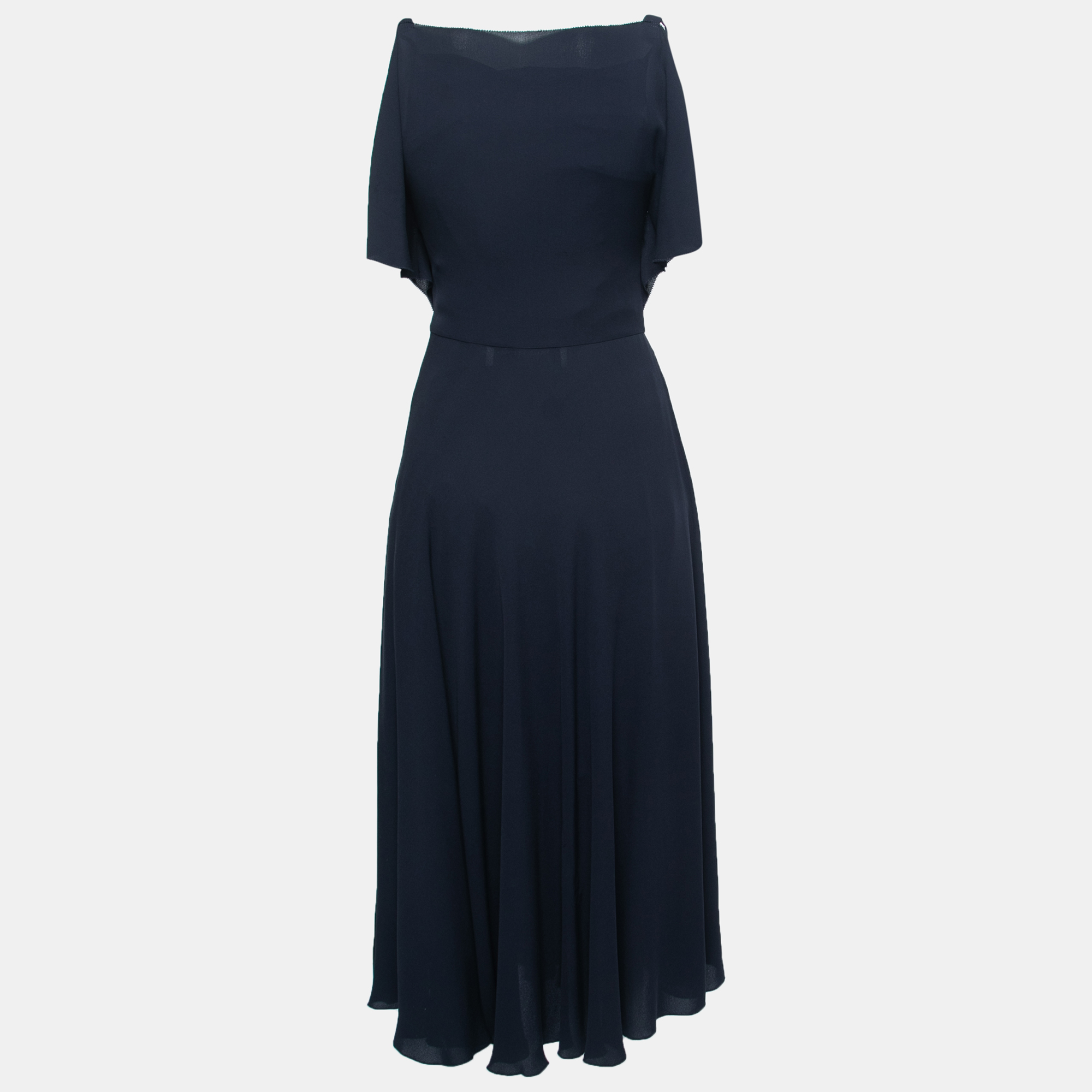 

Valentino Navy Blue Chiffon Silk Sleeveless Midi Dress