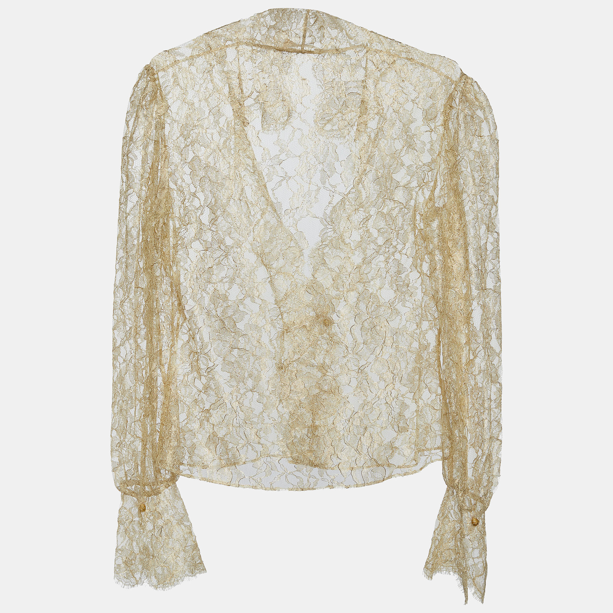 

Valentino Gold Floral Lurex Lace Shirt